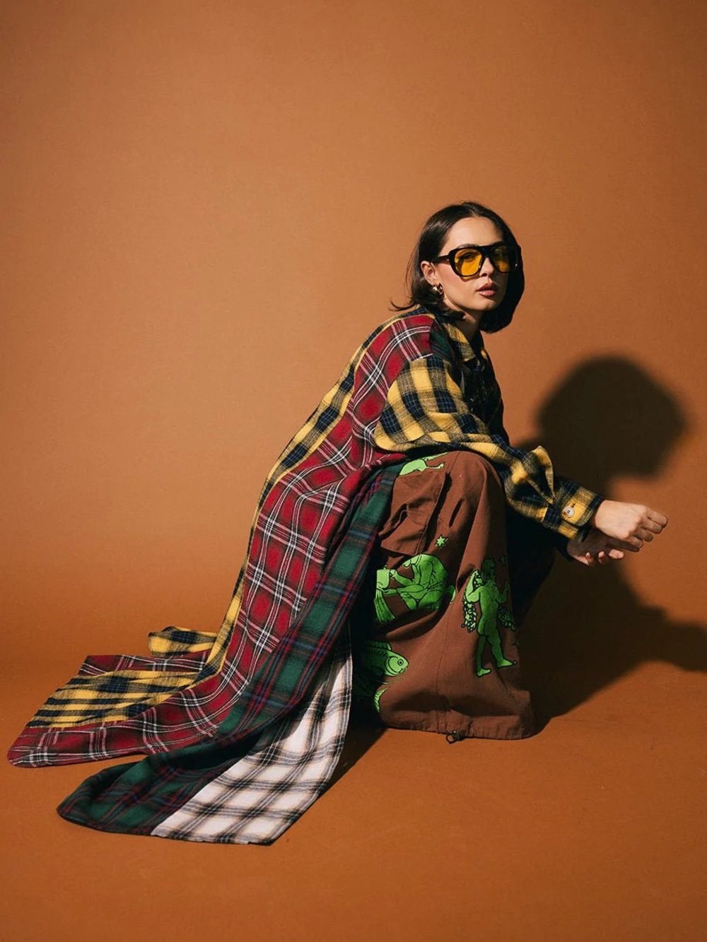 Dressed in LALA Grunge Goddess Flannel in Mixed Patch Plaid - Picture 8 of 8